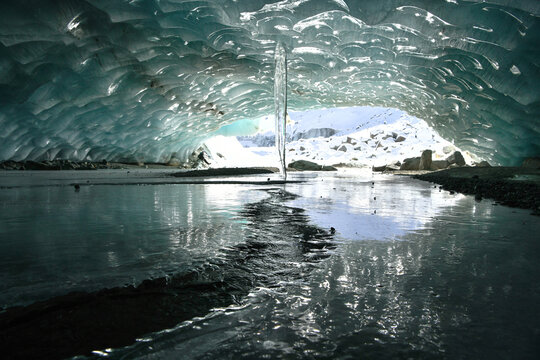 View from inside the Morteratsch Glacier, Bernina Range, Bundner Alps, Switzerland