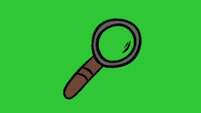 Hand-Drawn Magnifying Glass Search Animation on Green Screen | 2D Vector Loupe Investigation Doodle | Minimalist Discovery hand drawn animation for Video Editing
