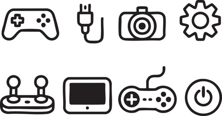 controller icon pack gamepad joystick plug camera gear power button ui © AIcon Vector
