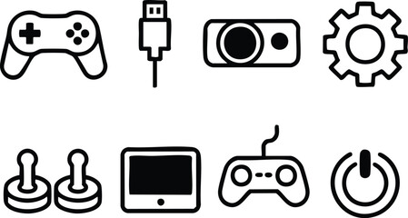 controller icons set gaming power camera gear joystick tablet pc button © AIcon Vector
