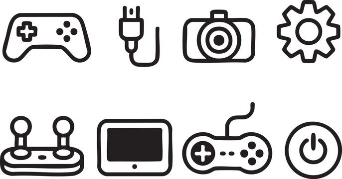 controller icon pack gamepad joystick plug camera gear power button ui
