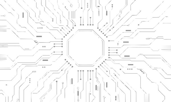 circuit processor layout with pcb traces and connector nodes vector