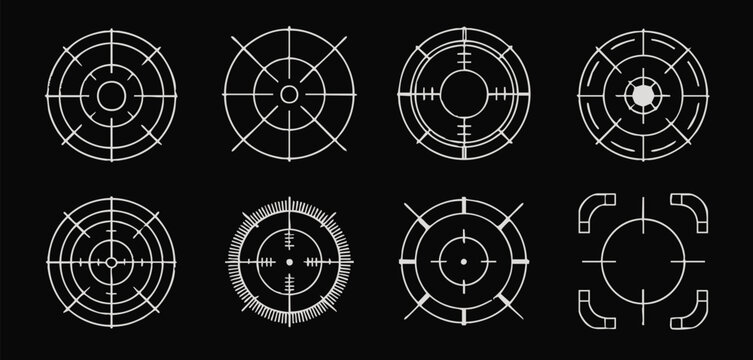crosshair scope sight reticle collection for ui hud game graphic icons