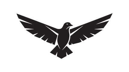 Fototapeta premium Black Silhouette Of A Bird In Flight On White Background For Freedom Concepts