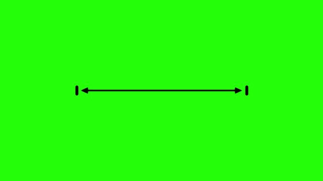 Abstract measuring distance length dotted line animation, isolated on a transparent background.