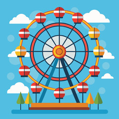 Classic Ferris Wheel Ride at Amusement Park © mat