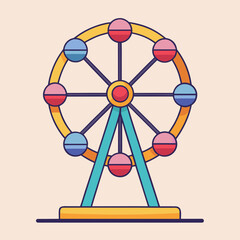 Colorful Ferris Wheel Amusement Park Ride Illustration © mat