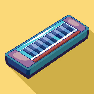 Illustrated Harmonica on a Yellow Background