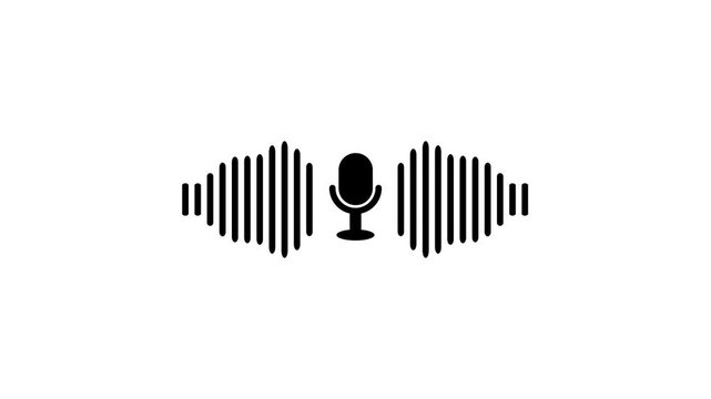 Podcast recording microphone icon wave, Podcast recording Audio Icon with Microphone and waveform equalizer with alpha channel.