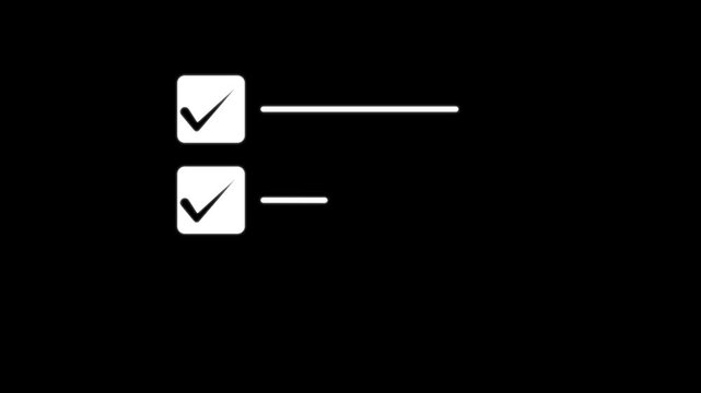 Abstract three check mark black color with three white line animation.