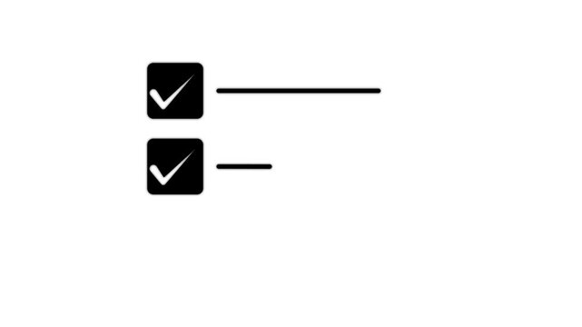 Abstract three check mark white color with three black line animation.