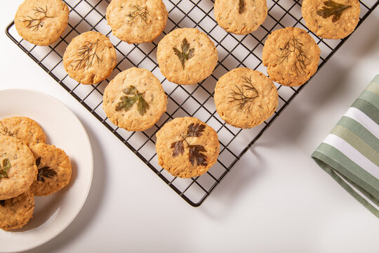 Delicious herb-topped parmesan shortbread cookies