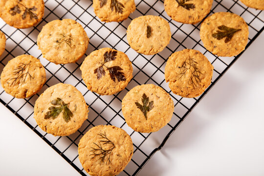 Savory herb parmesan shortbread cookies baking