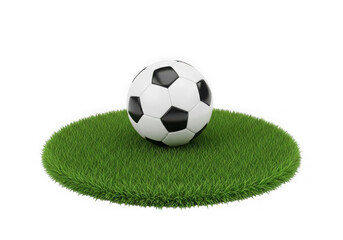 Fototapeta premium A soccer ball sitting on a patch of green grass isolated on transparent background