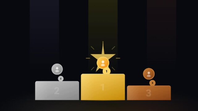 Animated Winner Podium with Gold Silver and Bronze Ranks
