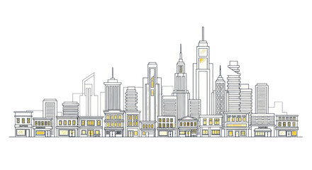 Obraz premium City Skyline with Skyscrapers and Buildings.