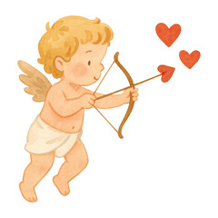 Obraz premium PNG Adorable cherub with heart arrows.