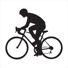 Fototapeta premium Cyclist silhouette with road bike helmet and athletic gear on white background