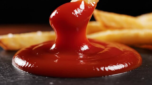 French fry in ketchup