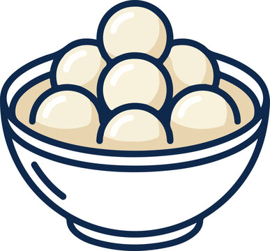 Traditional Indian Rasgulla Dessert in Bowl Icon