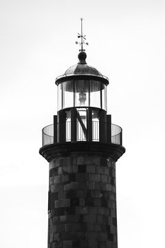 Black and white lighthouse tower on La Palma, Canary Islands