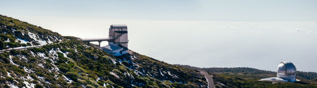 Mountain observatory and telescope at Roque de los Muchachos