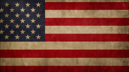 Fototapeta premium Vintage american flag texture with a distressed and worn look