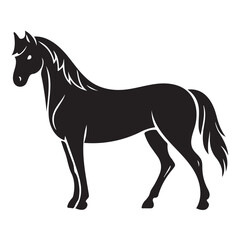 Obraz premium Standing Horse Outline Silhouette – Minimal Black Vector Icon