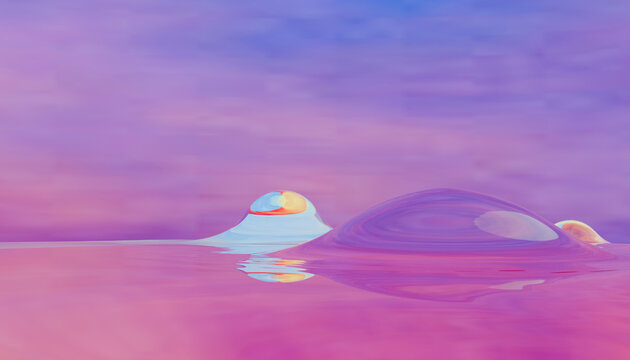 Colorful abstract liquid landscape with pastel gradient