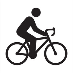 Obraz premium Cyclist silhouette icon riding bicycle on white background symbol for sport competition and travel