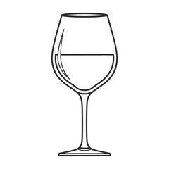 Fototapeta premium Minimalist Wine Glass Icon Line Art Isolated on White Background for Restaurant and Bar Menus