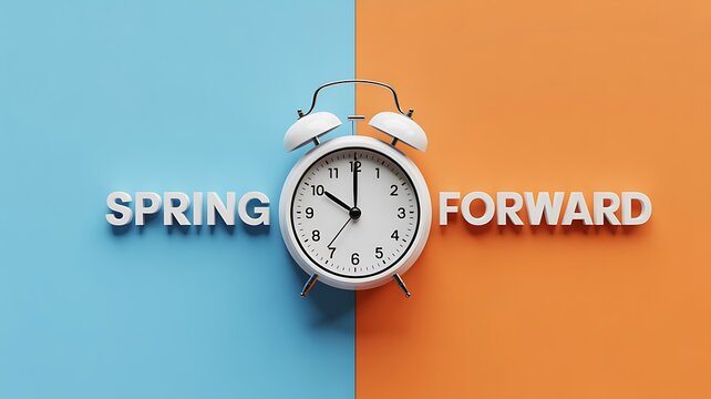 Daylight saving time concept, spring forward, clock, seasonal change, time change