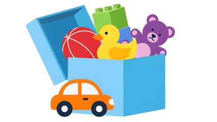 Obraz premium Colorful toys spilling out of a blue box