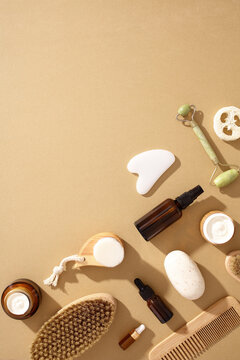 Natural zero waste beauty cosmetic products assortment