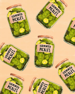 Illustration of fermented pickles for gut health