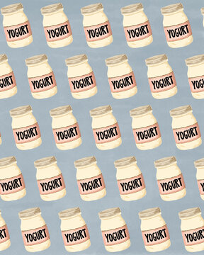 Yogurt jar pattern illustration for probiotic gut health
