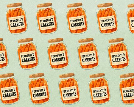 Illustration of fermented carrot jars for gut health