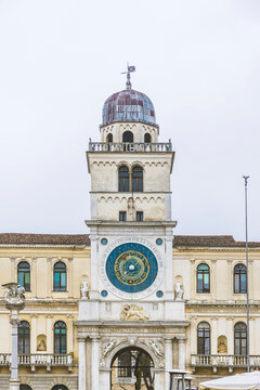 Astronomical clock tower landmark in Padova, Italy city