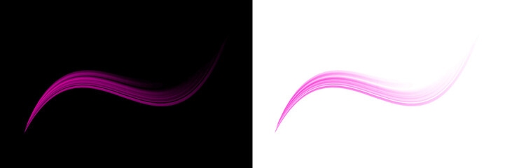 Abstract smooth swoosh light effect with neon glow, dynamic curve line on black and transparent background, magic design element, vector © Design_Tree1