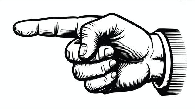 A hand pointing to the left side  hand gesture