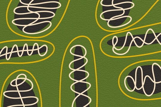 Abstract organic pattern with scribble shapes on olive green