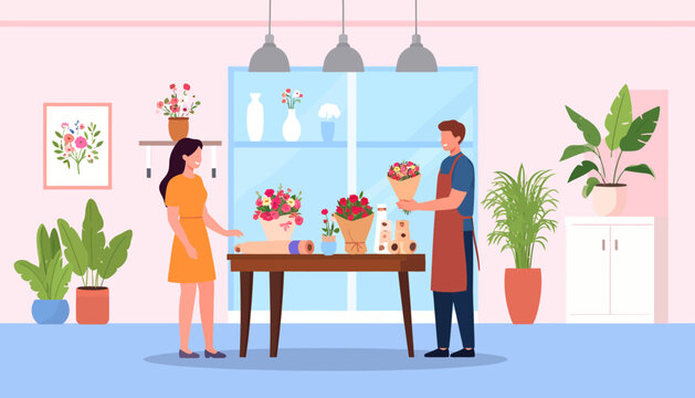 Woman and man baking cake together.