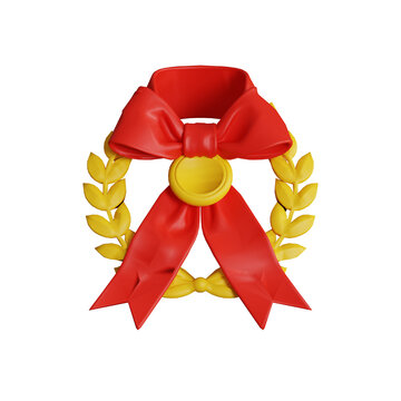 Laurel Ribbon Award Wreath Icon 3d illustration