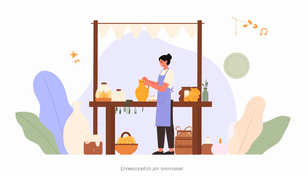 Woman working at a craft table.