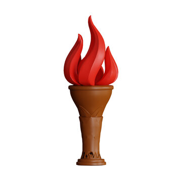 Torch Flame Fire Icon 3d illustration