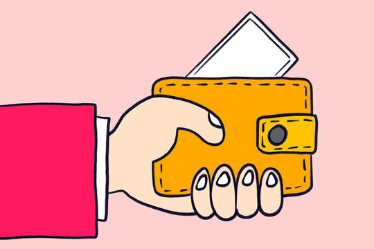 Business hand holding wallet and contract for finance deal