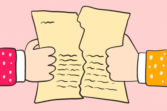 Torn financial contract dispute and money agreement breach