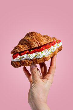Croissant with Strawberries and Cream Delight