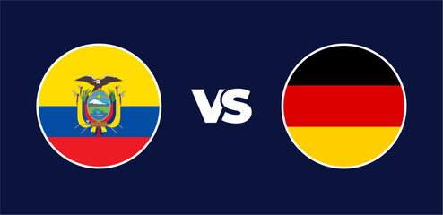 Fototapeta premium Ecuador vs Germany national flags in circle format, circular flag icons, vector illustration of rivalry concept