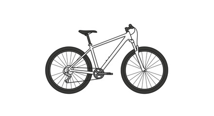 Fototapeta premium Mountain bike line art illustration on a clean white background, ideal for cycling enthusiasts, sports graphics, and outdoor activity designs.